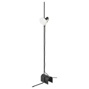 HÅRSLINGA / MOLNART floor lamp with light bulb, black/donut-shaped opal white