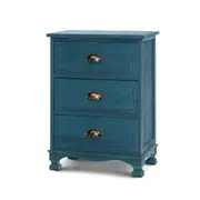 Blue Vintage Bedside Table With 3 Drawers (Single Item)