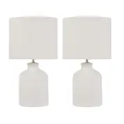 Amalfi Isla Table Lamp Set of 2 Bedside Bedroom Lamps White Wash/White