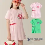 【U.S. POLO ASSN.】女童清爽連身裙-二色任選: 淺綠, 淺粉 US POLO