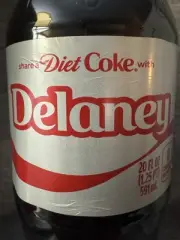 Share a Coke with Delaney 2025 Personalized Gift Coca~Cola Bottle 20oz Diet