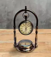 Decor Table Clock Desk Clock Maritime Compass with Antique gifts items