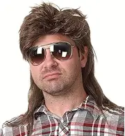 QUEENTAS Brown Mullet Wigs for Men 80s Costumes Adult Funny Wig Fancy Party Accessory Cosplay Pop Rock Hair Wig