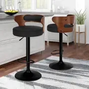 2x ALFORDSON Bar Stools Linen Fabric Black
