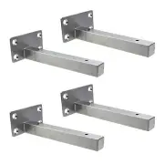 4PCS Silver Stainless Steel L Wall Shelf Bracket Floating Shelf Brackets Hidd...