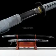 High Quality Carbon Steel Black Blade Japanese Katana Full Tang Samurai Sword.