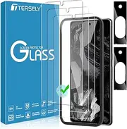 [T Tersely] [3+2 Pack] Tempered Glass Screen Protector for Google Pixel 8a 2024 (6.1 inch) with Camera Lens Protector and Installation Alignment Frame Case Friendly