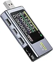 Victool FNB58 USB Tester Multimeter Type C Digital Meter Voltmeter Ammeter IPS Screen Color with USB-A, Micro USB and Type-C Interfaces