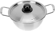 AUTSUPPL Stainless Steel Ramen Cooking Pot with Lid Noodle Pot for Induction and Gas Stoves Quick Heating Stockpot for Instant Noodles Elegant Design for Kitchen Use