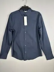 Calvin Klein Dress Shirt Men’s S Small Dark Navy Button Up Collared 3745