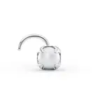 14K White Gold Curved Prong Set Pearl Nose Ring Jewelry For Women Rare Gift
