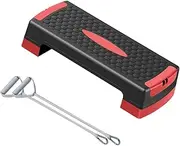 Aerobic Exercise Step with 2 Riser Adjustable Height Wide Cardio Fitness Nonslip Surface Indoor Aerobic Stepper for Home Gym