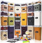 42Pack Airtight Food Storage Container Set with Lids - Kitchen Pantry Organization and Storage with Labels & Marker, BPA-Free Plastic Leak-proof Canisters for Dry Food, Flour and Sugar