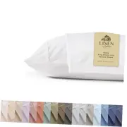 100% Cotton Percale Pillowcases King Size, White, 2 Pieces of Pillow Case,