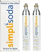 Simpli Soda 60L CO2 Cylinders, Threaded Style Exchange Carbonator Refill, Compatible With Sodastream (NOT SODASTREAM ART & TERRA QUICK CONNECT MACHINES) | Replacement Gas Cartridge/Canister | 14.5 oz,