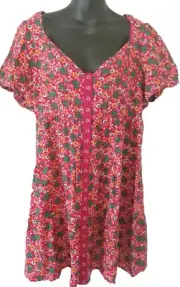 Betsey Johnson Vivacious Mini Floral Dress L Empire Waist Baby Doll NWT $109