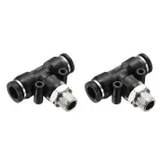 2pcs Male Branch Tee 5/16" Tube OD x 1/8" NPT Thread PT5/16-N01, Black