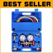Advanced 3-Way AC Manifold Gauge with Adjustable Quick Couplers - HVAC Tool
