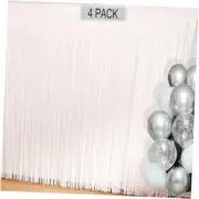 Fringe Backdrop Curtains for Parties - 4 Pack of 3.2x8.2ft Streamers White