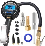Digital Tire Inflator with Pressure Gauge, 250 PSI Air Chuck and Compressor Acce