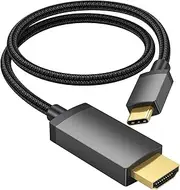 USB C to HDMI Cable 4K 1.5FT, Short Type-C to HDMI Cord, Slim USBC to HDMI Cable Male, Thunderbolt 3/4/5 for PC, Monitor, TV, Projector, Galaxy S8 to S25, iPhone 15/16, MacBook, iPad Pro, Dell XPS