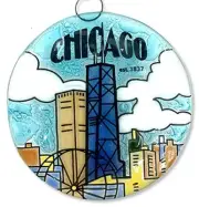 Ruth's Ethical Goods Chicago Christmas Tree Ornament - Art Glass Light Catcher