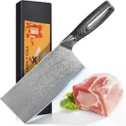 UniqueFire Damascus Chef Knife,8 inch Chinese Kitchen Knife, Premium Steel 67 Layer Meat Fish Vegetable Cleaver with Gift Box for Home Kitchen and Restaurant