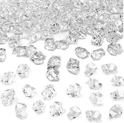 150PCS Dazzling Clear Ice Rocks,Fake Crushed Ice Rocks,Fake Gold,Plastic Gems Acrylic Crushed,Mini Diamonds for Vases Fillers Table Scatter Decor