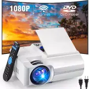 Mini Projector with DVD Reader, 1080P Portable Projector with Wifi Bluetooth,...