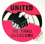 United We Overcome Race Relations Harmony Handshake Peace 1960s Sticker NOS New