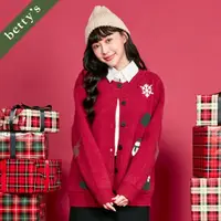 在飛比找momo購物網優惠-【betty’s 貝蒂思】聖誕裝飾開襟排釦毛衣(共二色)