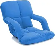 SOGA Foldable Lounge Cushion Adjustable Floor Lazy Recliner Chair with Armrest Blue