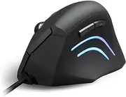 Perixx PERIMICE-508 Wired Programmable Vertical Ergonomic Mouse, Natural Vertical Mouse with 5 Programmable Buttons and 2 Level DPI, Right Handed, Black