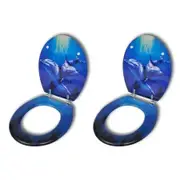 Toilet Seats with Hard Close Lids 2 pcs MDF Dolphin