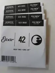 Elixir Acoustic Single String, .042 Polyweb New Pack of 4