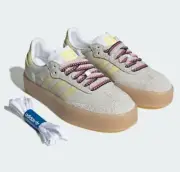 New Adidas Women's Sambae OG Shoes - Grey One / Powder Yellow (JI2739)