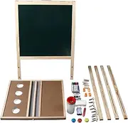 Art Easel, Wooden Double Sided Art Easel, Erasable Magnetic Whiteboard and Chalkboard for Children and Students, Double Sided Magnetic Dry Erase Whiteboard & Chalkboard