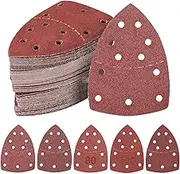 60PCS Sanding Pads,Hook and Loop Sanding Sheet,11 Holes Mouse Sander Pads Assorted 40/60/80/120/180/240 Grits Mouse Sandpaper