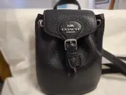 Coach Amelia Convertible Backpack Black Leather Small Crossbody Sling New