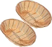 2Pcs Woven Snack Baskets Rustic Storage Container for Bread Fruits and Sundries for Parties and Events