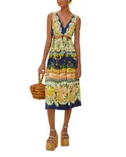 Farm Rio Amazon Garden Cream Cut Out Midi Dress