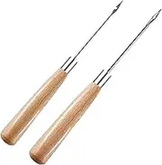 Pack of 2 awl, awl Tool, Checking Needle for Meat, Sewing awl, Puncher with Wooden Handle, Sewing Tool, Hole awl for Piercing Leather, DIY Leather Crafts, Sewing and Repair, Precise Work