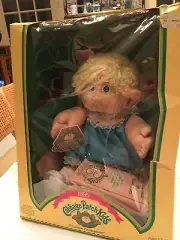 Vintage Cabbage Patch Kids Doll 1985 Blonde Lemon Loops Blue "Anita Lois" NIB