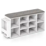 Costway 10-Cube Shoe Cabinet Bench Storage Rack White