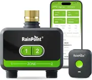 Rainpoint Wifi Water Timer for Garden Hose with Brass Inlet, 2-Zone Smart Sprink