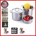18/10 Stainless Steel 12-Quart Pasta Pot with Steamer & Strainer Insert Set