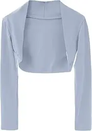 [SEAUR] Kids Girls Ballet Dance Bolero Shrug Long Sleeve Leotards Crop Cardigan Open Front Wrap Top Dress Cove Up