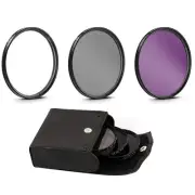 3Pcs 49mm-77mm Digital Camera Lens Filter UV+CPL+FLD Kit for Cannon Nikon Sony B
