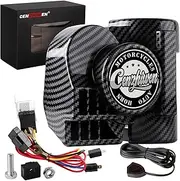 Air horn for trucks, the compact snail electric train horn, the 12V 150db super speaker car horn with wiring harness, and is applicable to any 12V vehicle, truck, motorcycle（carbon fibre with button）