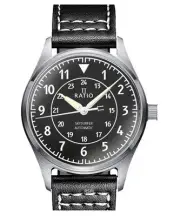 RATIO Skysurfer Pilot Black Textured Dial Automatic RTS310 200M 12/24 Mens Watch